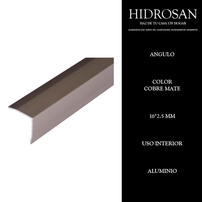 ANGULO  16MMX2.5ML PZA  COBRE MATE Tiles