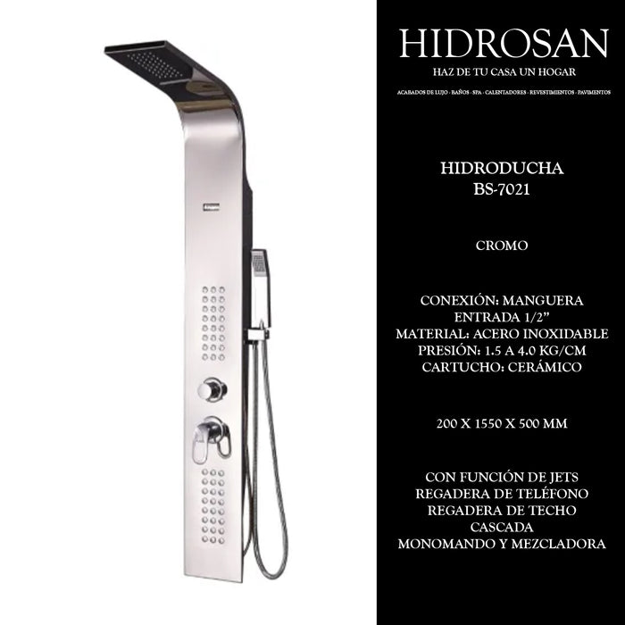 HIDRODUCHA CROMO BS-7021 PZ CST 200X1500