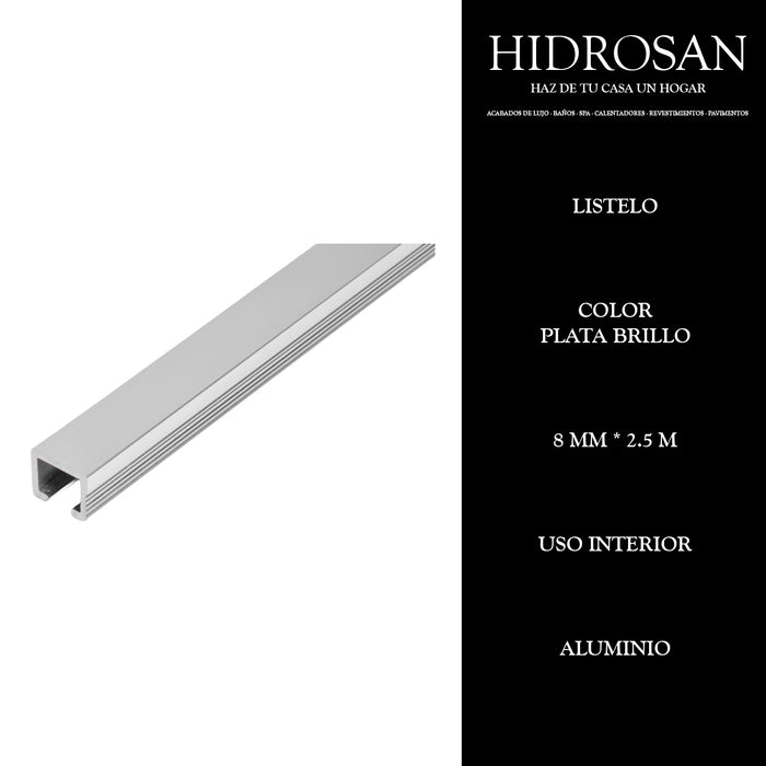 LISTELOS  8MMX2.5ML PZA  PLATA BRILLO Ti