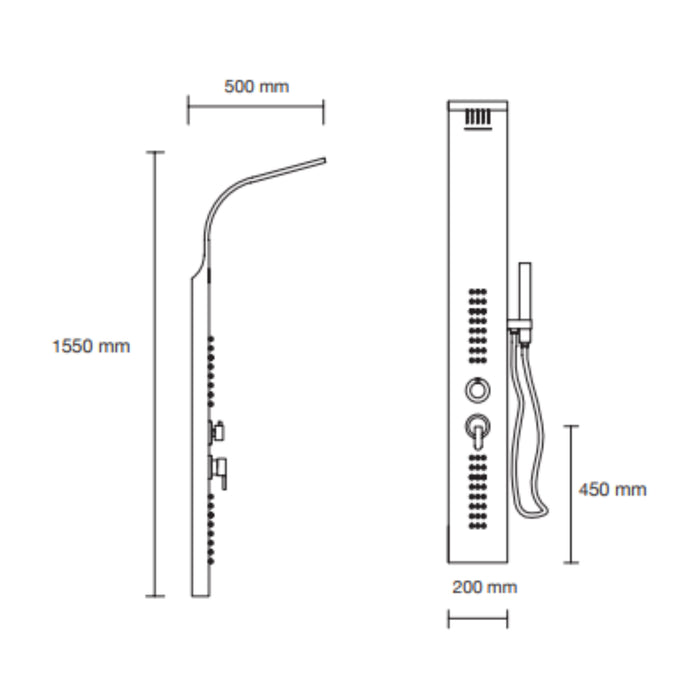 HIDRODUCHA CROMO BS-7021 PZ CST 200X1500