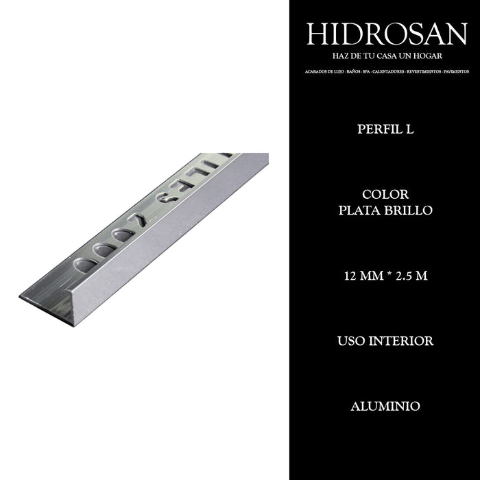 PERFIL L  12MMX2.5ML PZA  PLATA BRILLO T