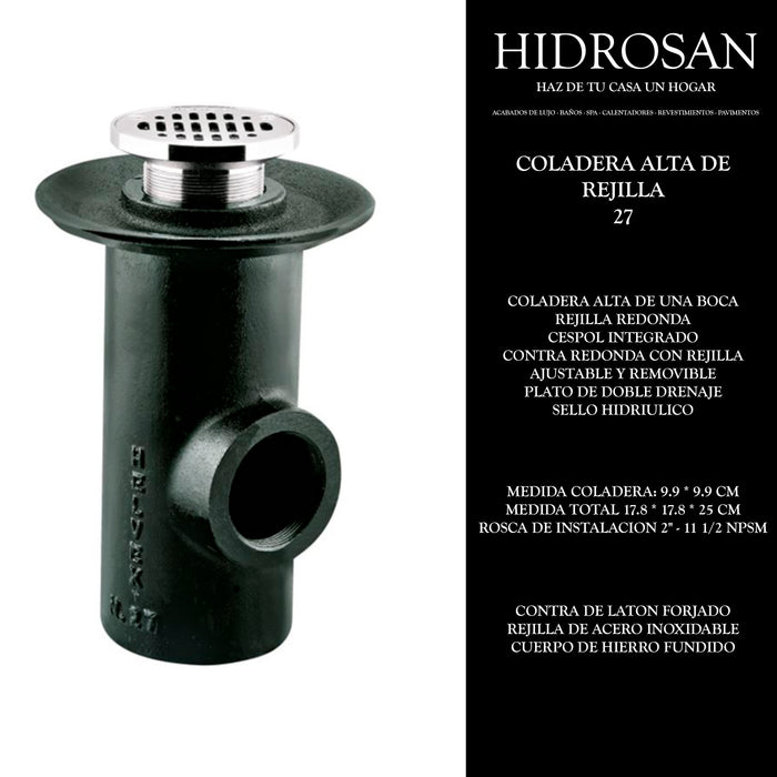 COLADERA ALTA DE REJILLA DE UNA BOCA HX