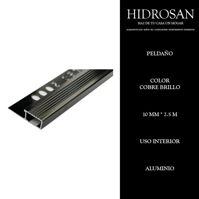 PELDAÑO  10MMX2.5M PZA  COBRE BRILLO Til