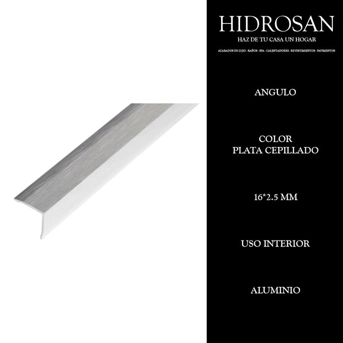 ANGULO  16MMX2.5ML PZA  PLATA CEPILLADO