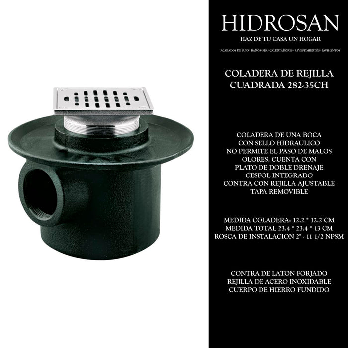 COLADERA DE REJILLA CUADRADA UNA BOCA. A