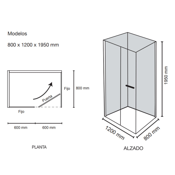 ESCUADRA FRAME CANCEL 8MM 800X1200X1950