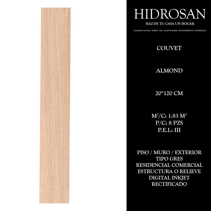 COUVET GRES 20X120 ALMOND PZA 8P CST MAD