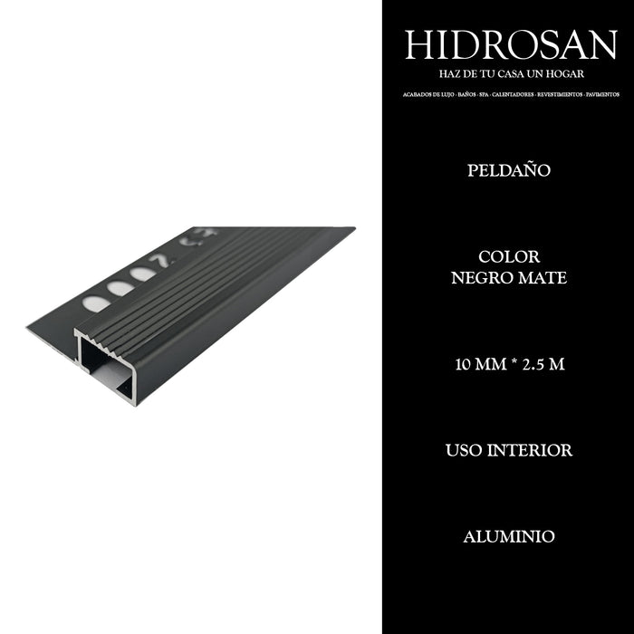 PELDAÑO  10MMX2.5M PZA  NEGRO MATE Tiles