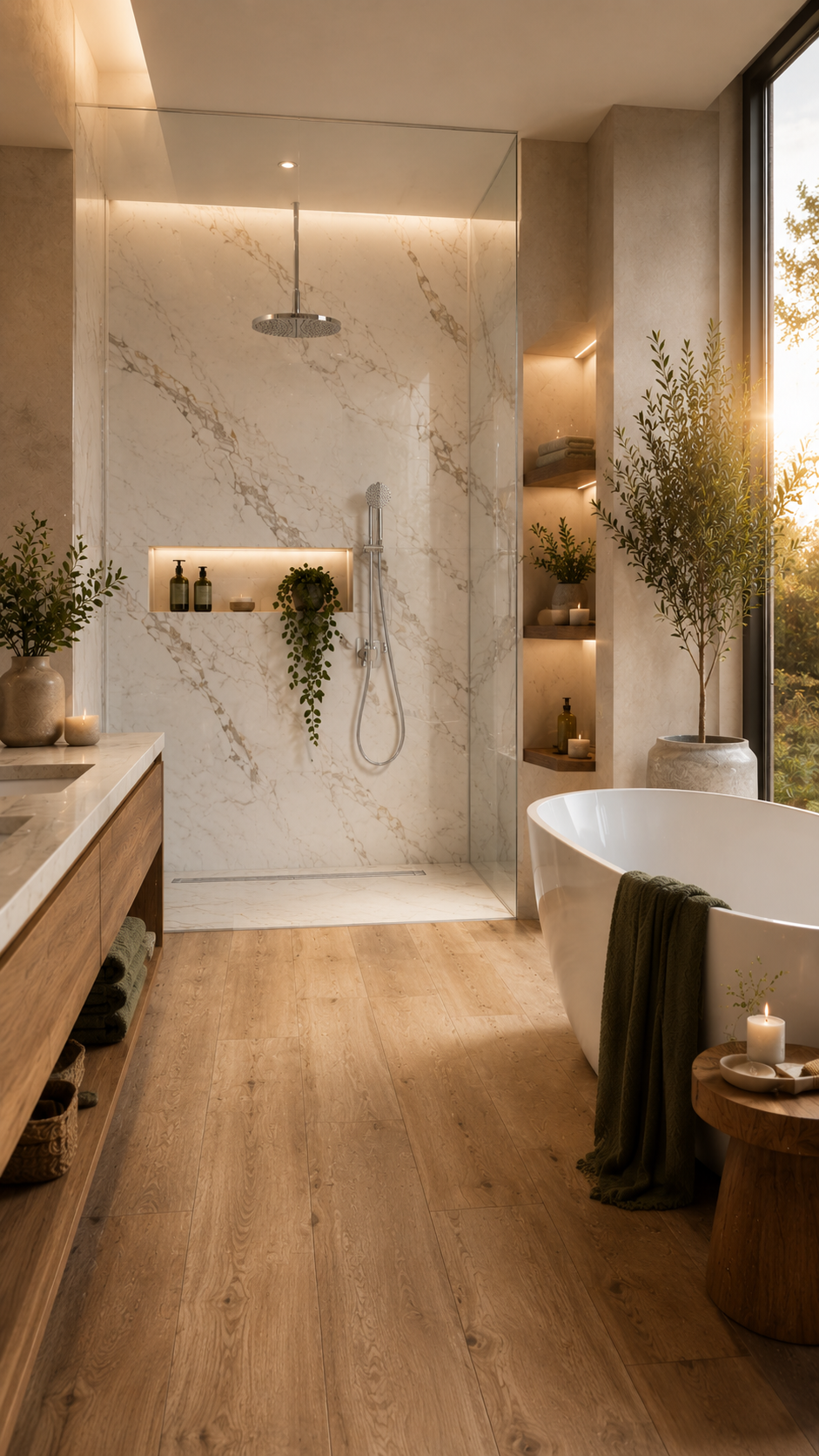 Baño Castel moderno con regaderas y tina freestanding — Hidrosan distribuidor oficial Toluca
