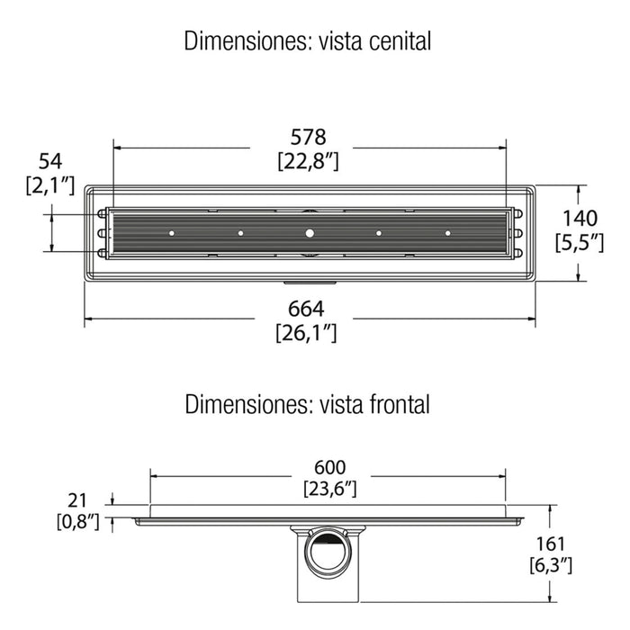 COLADERA DE CONTORNO RECTANGULAR DE 60CM