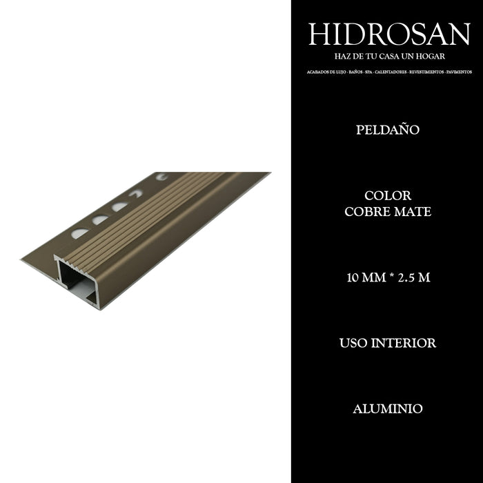 PELDAÑO  10MMX2.5M PZA  COBRE MATE Tiles