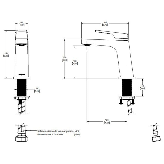 MONOMANDO BAJO DE LAVABO ACABADO CROMO.