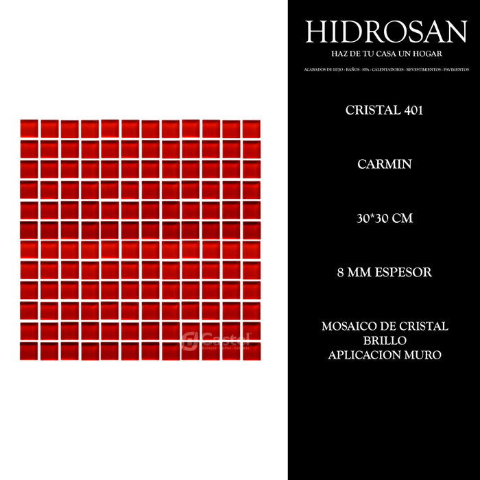 CRISTAL CARMIN Brillo 8MM 30X30 CARMIN P