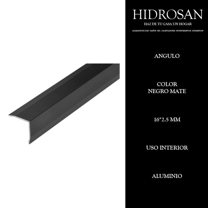 ANGULO  16MMX2.5ML PZA  NEGRO MATE Tiles