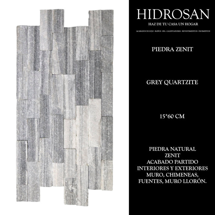 ZENIT QUARTZITE PIEDRA NATURAL 11.1M2 15X60 GREY