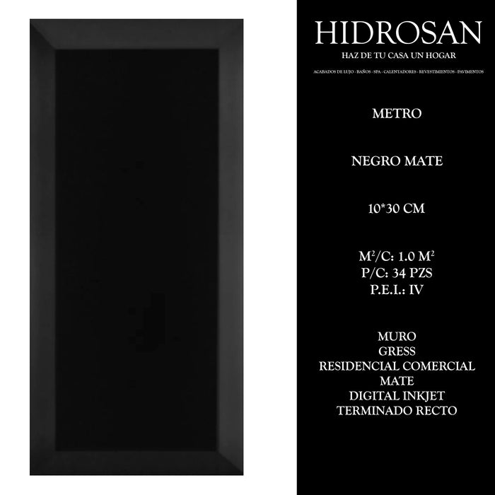 METRO M C PB 10X30 NEGRO MATE 1.00 CJA 34 PZS