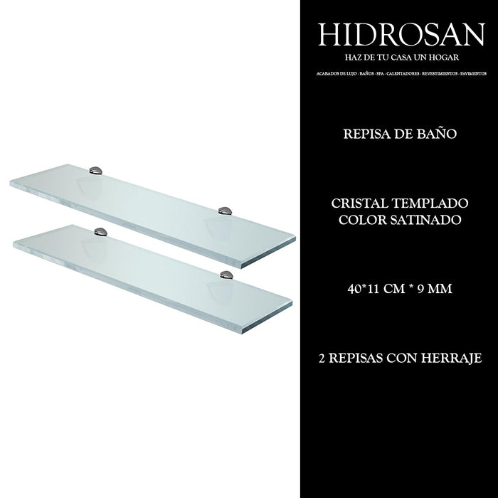 2 REPISAS PARA BAÑO 40X11 9MM COLOR S