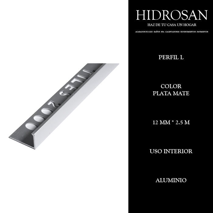PERFIL L  12MMX2.5ML PZA  PLATA MATE Til